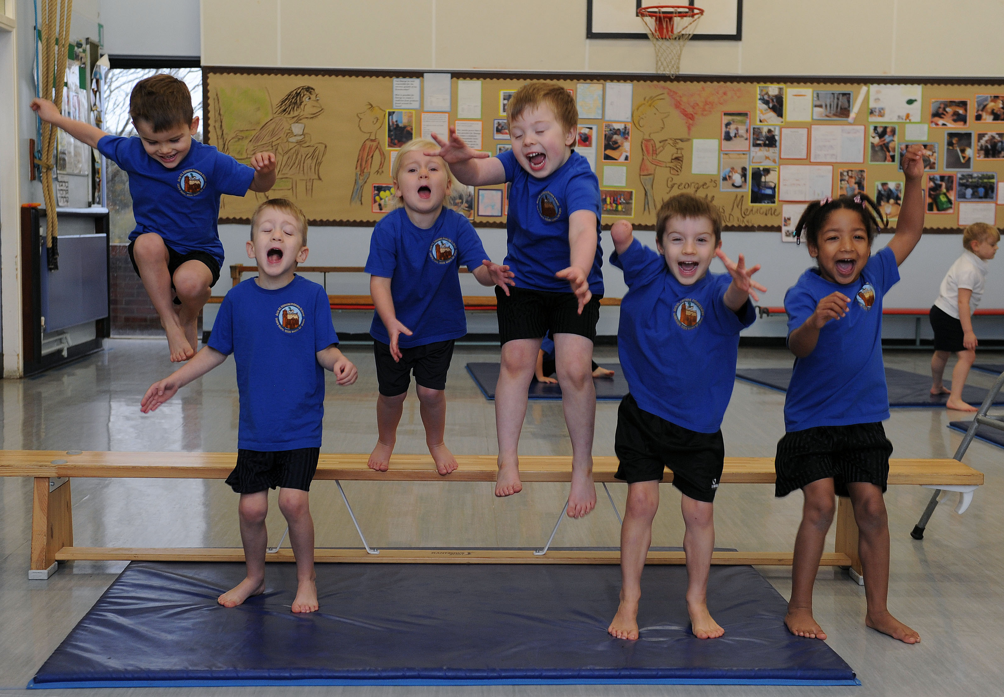 PE jumping 1 Acle St Edmund C of E Primary School